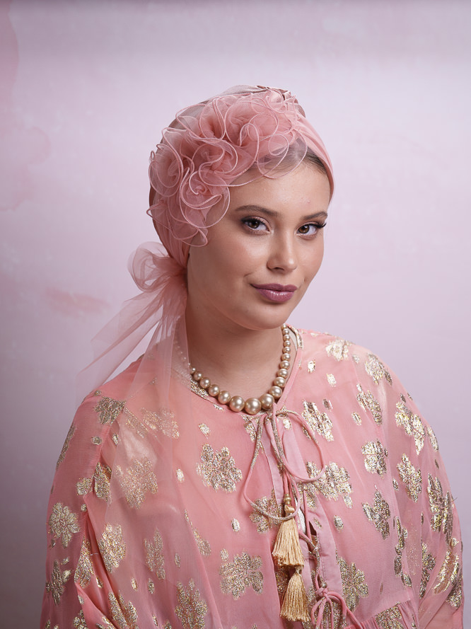 Smoke Tulle Headband Peach